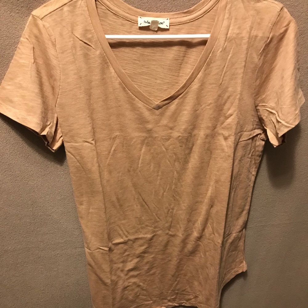 Tan v-neck t-shirt